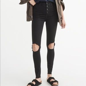 Abercrombie high rise ripped super skinny jeans